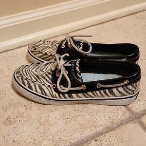Sperry Women's Top Sider Zebra Print Boat Shoes Loafers Size 6.5